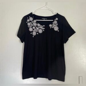Croft & Barrow Black Embroidered Top